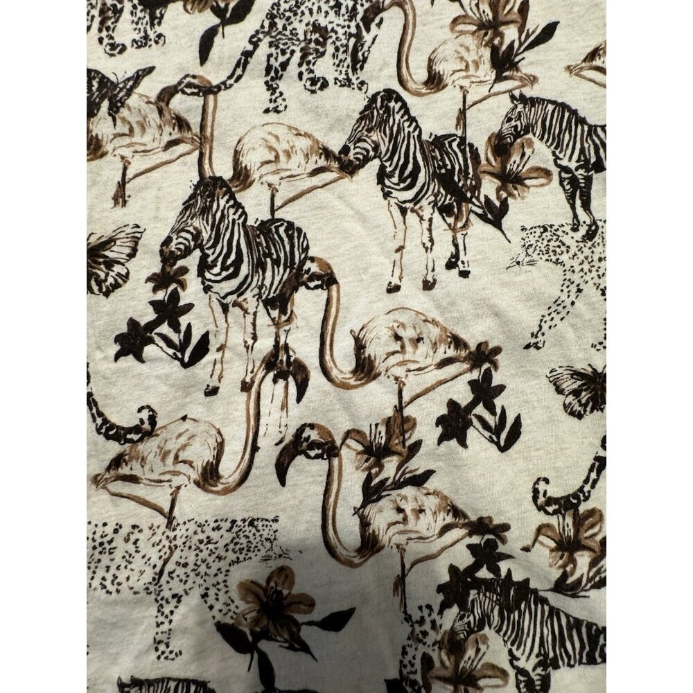 Anthropologie T-Shirt SMALL Padua Safari Print Short Sleeve Crew Neck Casual - Picture 3 of 11